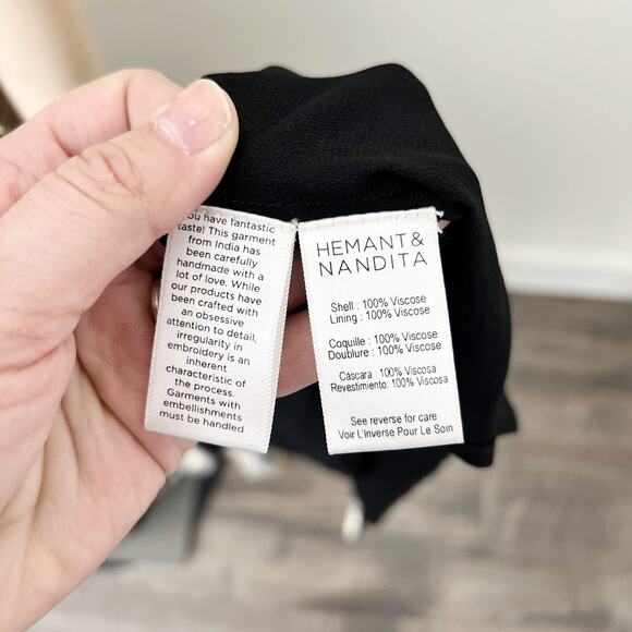 [Hemant & Nandita] Sion Maxi Wrap Dress Metallic Gold Puff Sleeves V-Neck Sz XS - Picture 14 of 14